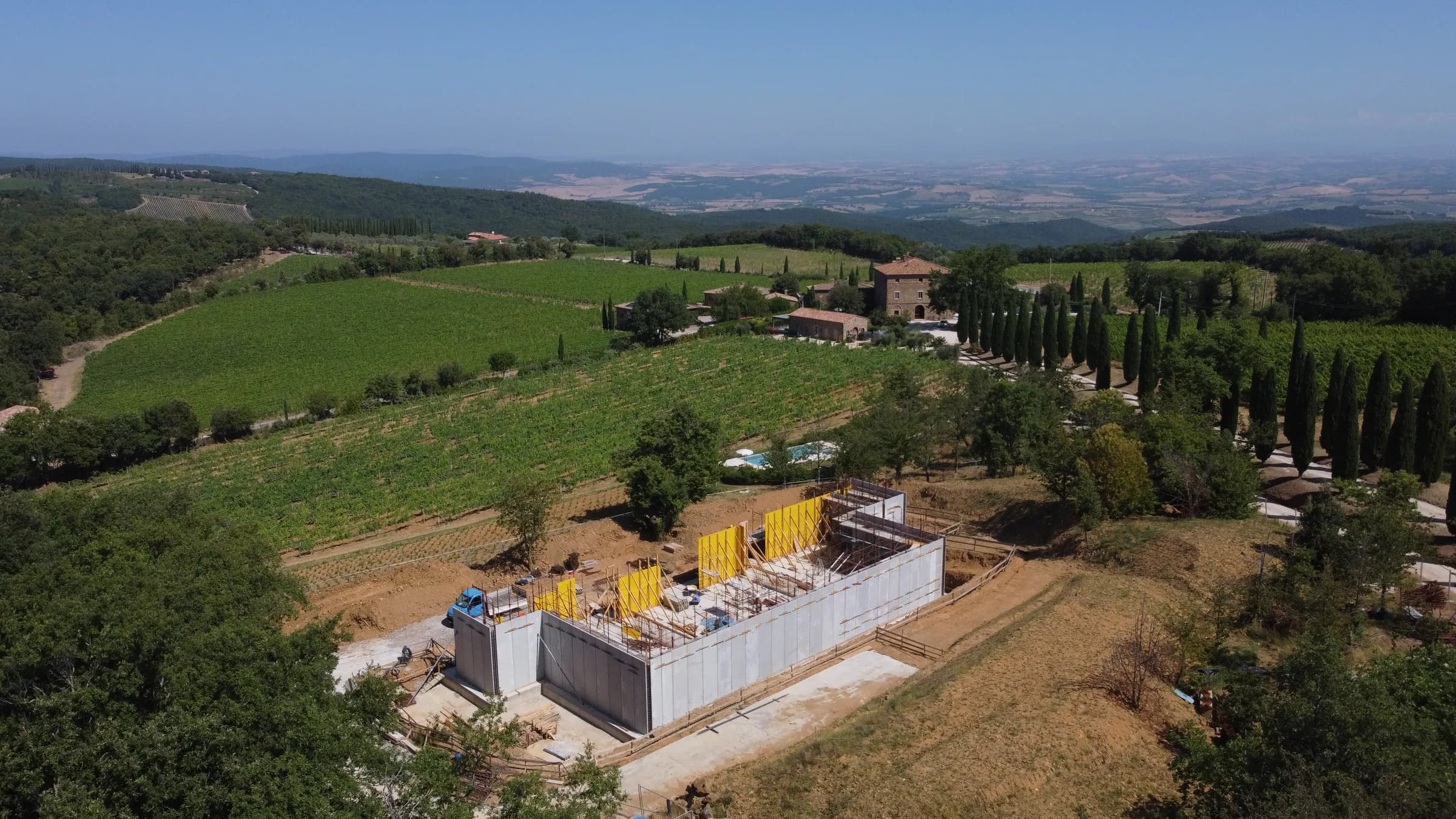 The winery building site seen from above